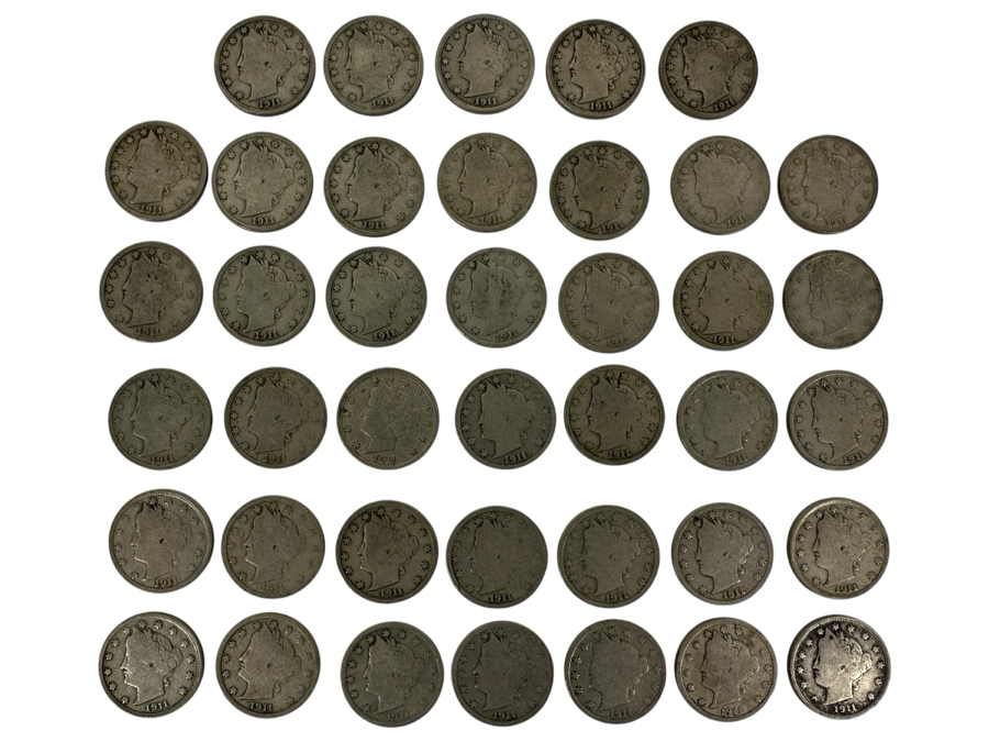 (40) Antique 1911 Liberty Head V Nickels