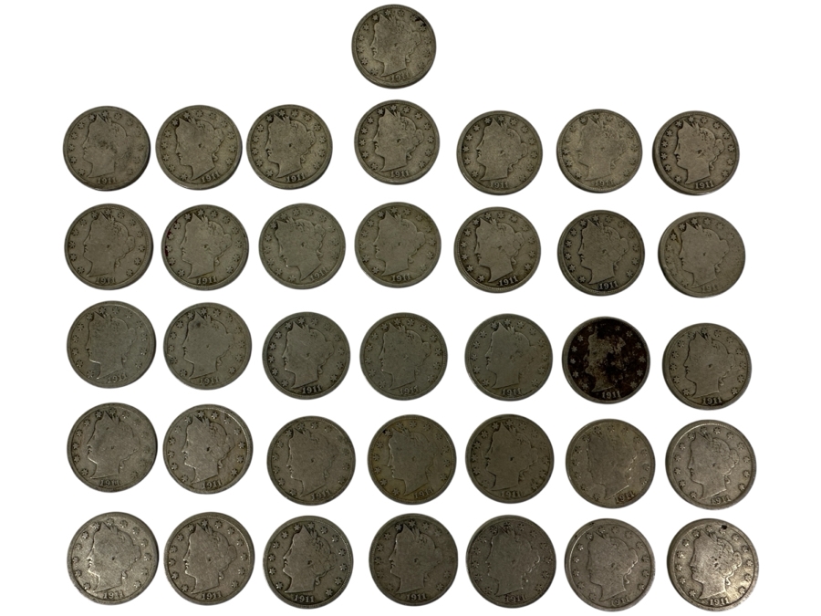 (36) Antique 1911 Liberty Head V Nickels