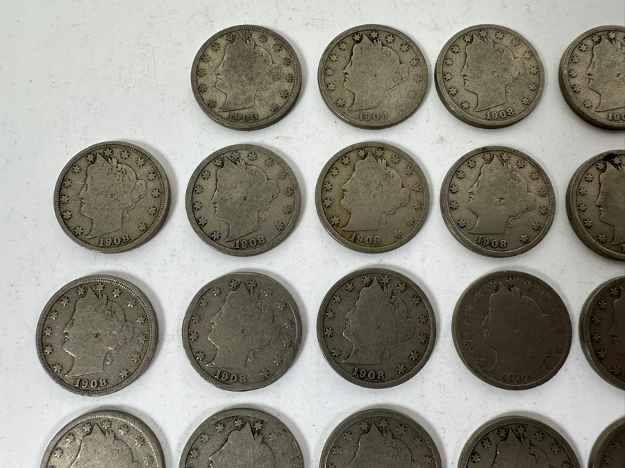 (34) Antique 1908 Liberty Head V Nickels	 [Photo 5]