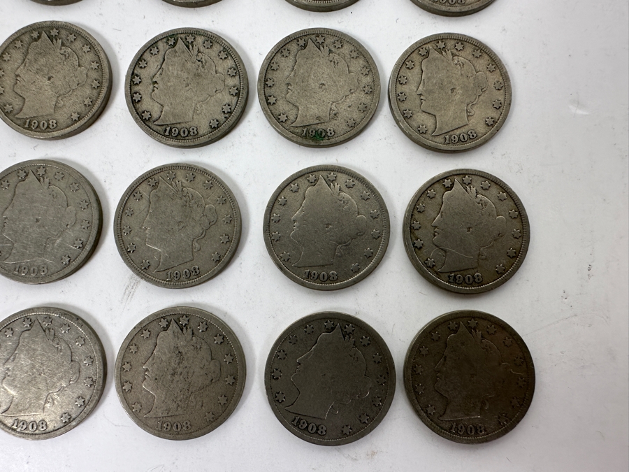 (34) Antique 1908 Liberty Head V Nickels	 [Photo 3]