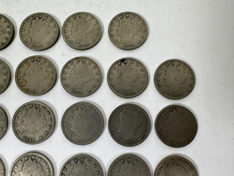 (34) Antique 1908 Liberty Head V Nickels	 [Photo 4]
