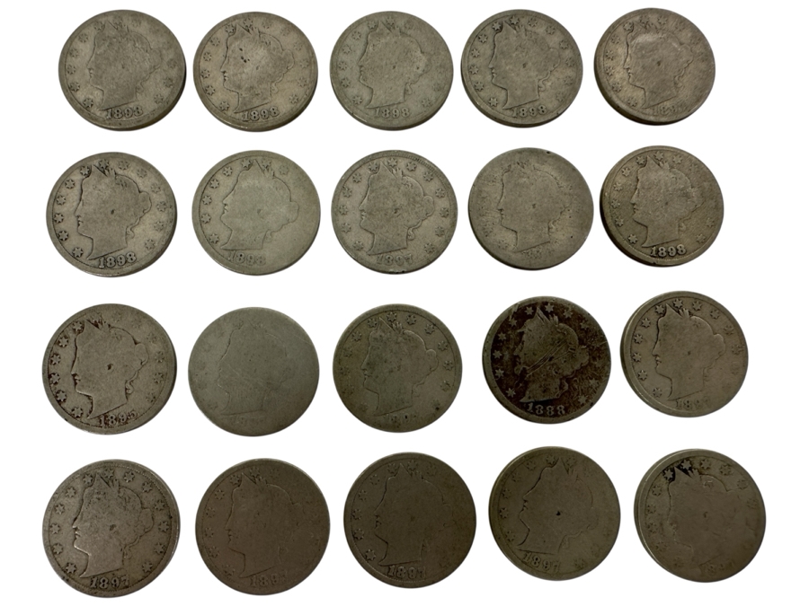 (20) Antique Liberty Head V Nickels From 1888, 1895, 1897, 1898