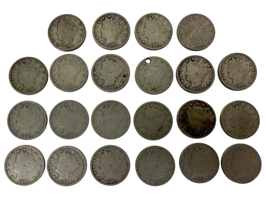 (22) Antique 1909 Liberty Head V Nickels