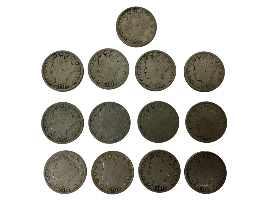 (13) Antique 1910 Liberty Head V Nickels	