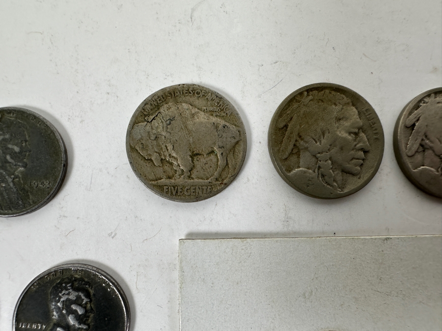 Roll Of 1943 P Steel Cents Pennies Plus (9) Steel Cents & (3) Buffalo Nickels [Photo 5]