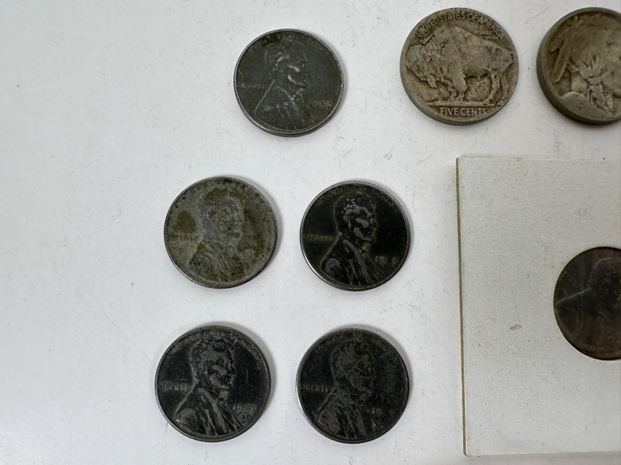 Roll Of 1943 P Steel Cents Pennies Plus (9) Steel Cents & (3) Buffalo Nickels [Photo 4]