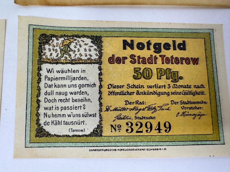 (3) Notgeld German Banknotes Emergency Money Issued After WWI [Photo 8]
