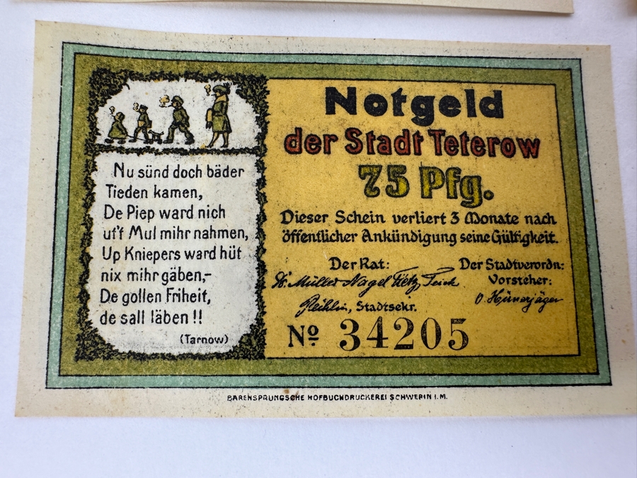 (3) Notgeld German Banknotes Emergency Money Issued After WWI [Photo 7]