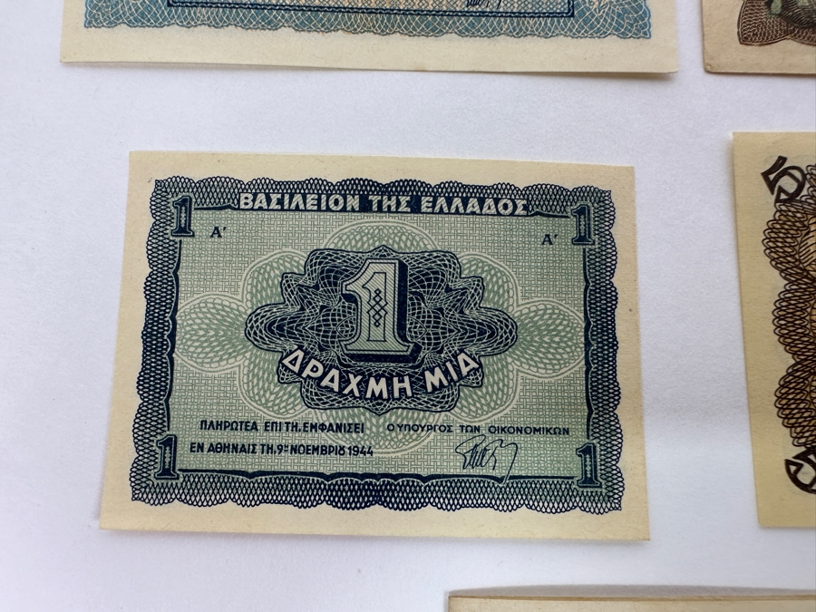 (4) Greek 1943 Drachma Occupation Currency Banknotes [Photo 6]