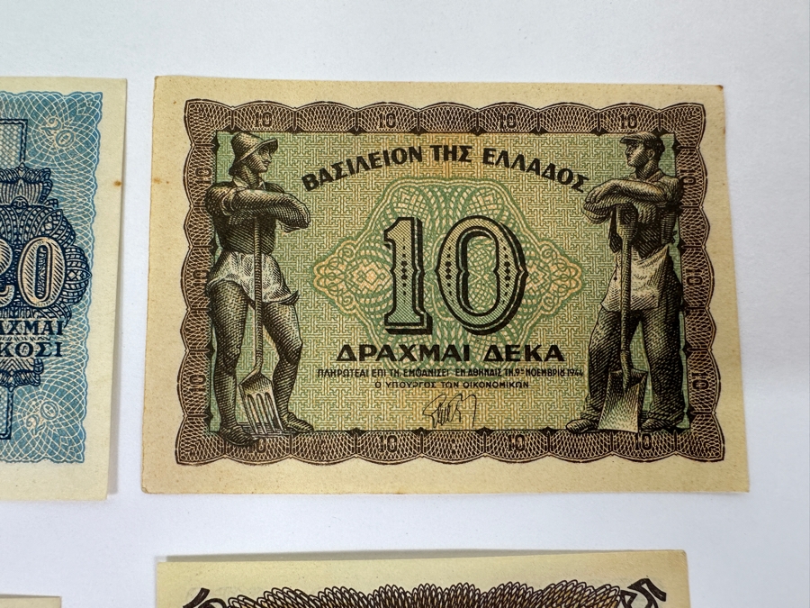 (4) Greek 1943 Drachma Occupation Currency Banknotes [Photo 4]