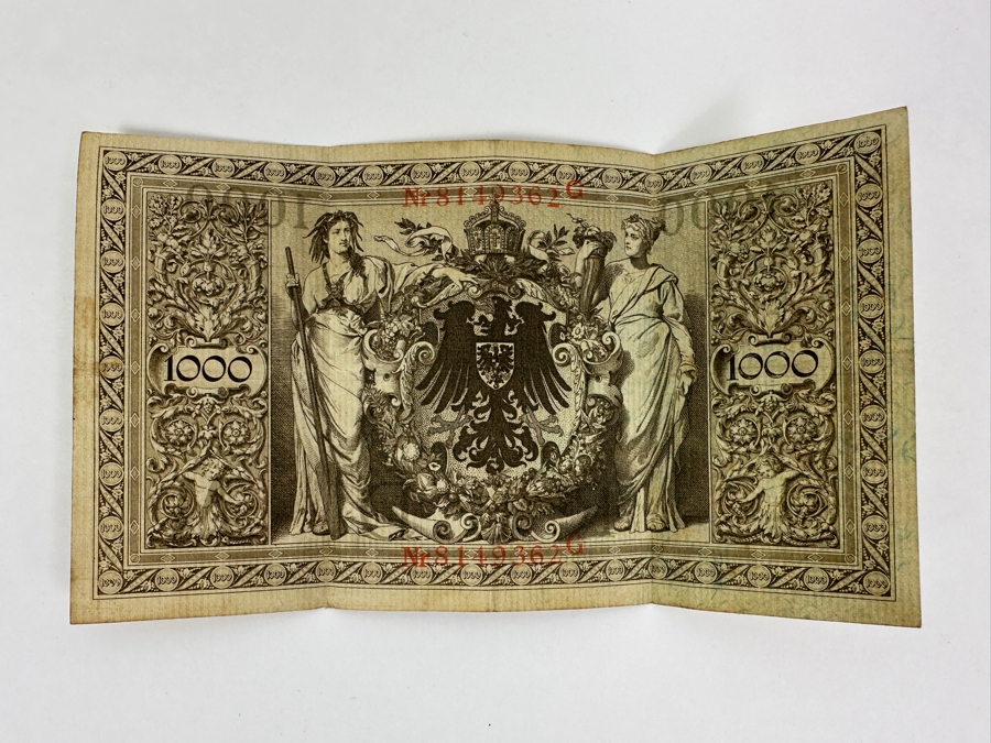 Germany 1,000 Marks Banknote Currency Reichsbanknote From The German Empire Dated 1910 [Photo 3]