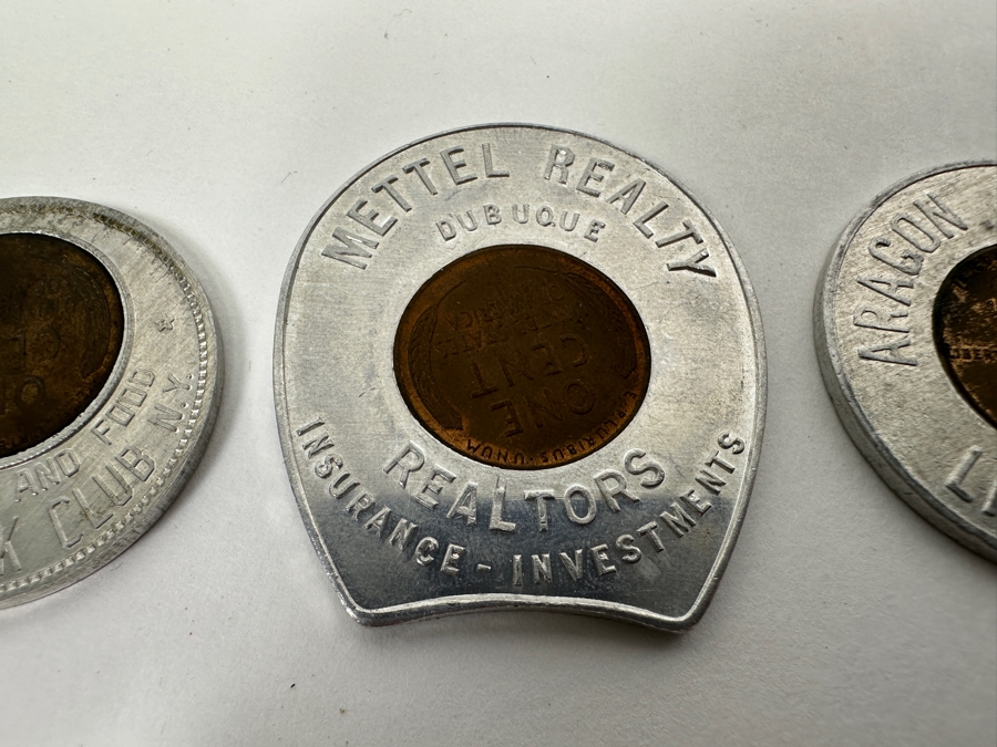 (3) Aluminum Encased Advertising Lincoln Cents Pennies [Photo 3]