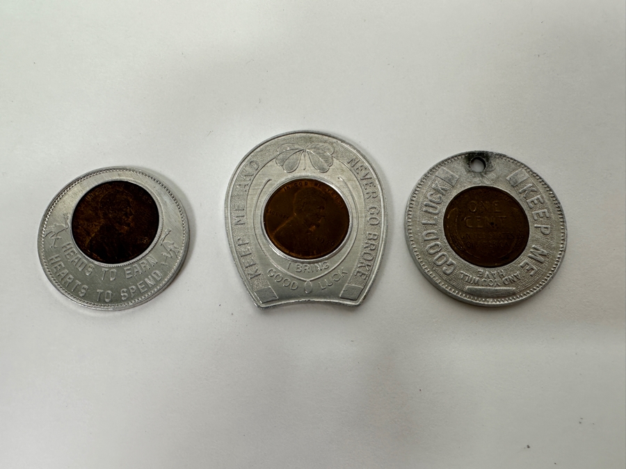 (3) Aluminum Encased Advertising Lincoln Cents Pennies [Photo 5]