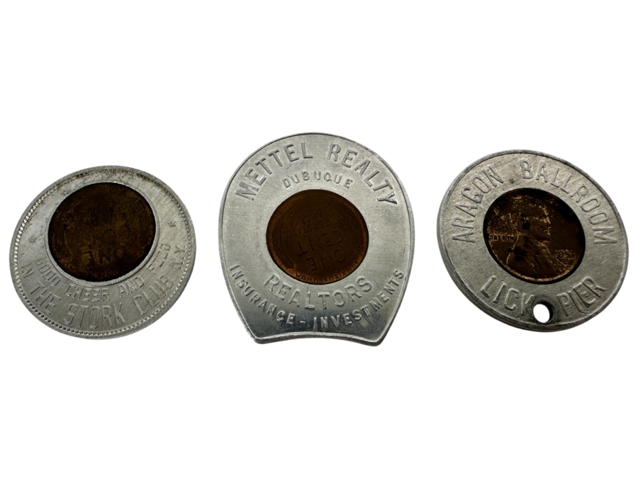 (3) Aluminum Encased Advertising Lincoln Cents Pennies