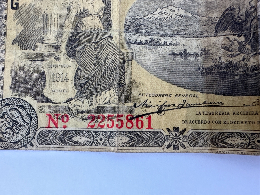 Antique 1914 2 Peso Provisional Government Of Mexico Banknote Currency [Photo 5]