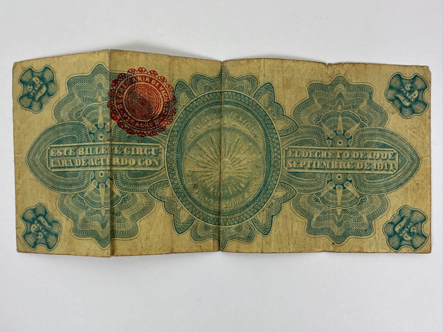 Antique 1914 2 Peso Provisional Government Of Mexico Banknote Currency [Photo 6]