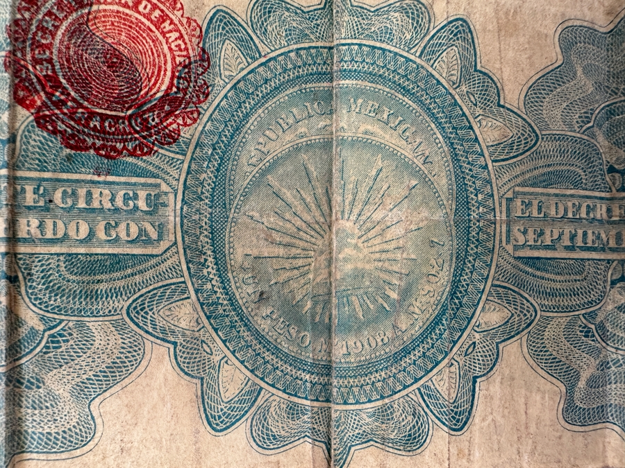 Antique 1914 2 Peso Provisional Government Of Mexico Banknote Currency [Photo 7]