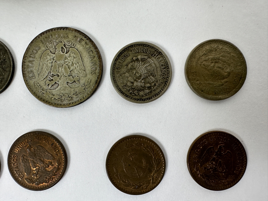 Antique 1913 Bank Of Chihuahua Mexico 5 Peso Banknote Currency Plus Mexican Coins Including Some Silver Coins [Photo 6]
