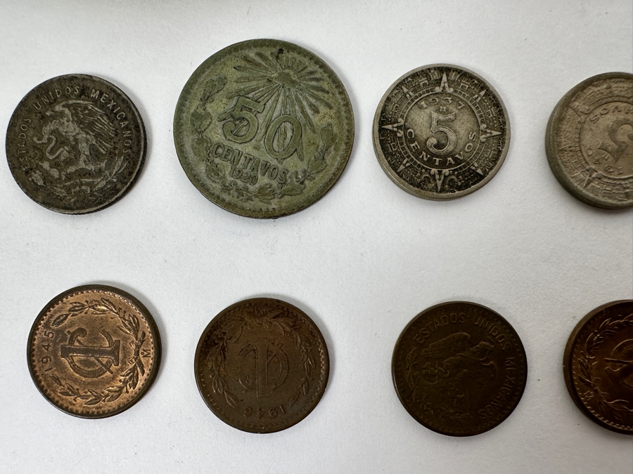 Antique 1913 Bank Of Chihuahua Mexico 5 Peso Banknote Currency Plus Mexican Coins Including Some Silver Coins [Photo 10]