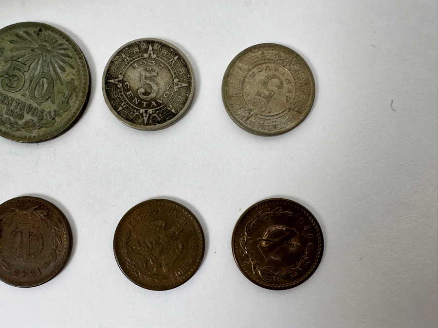 Antique 1913 Bank Of Chihuahua Mexico 5 Peso Banknote Currency Plus Mexican Coins Including Some Silver Coins [Photo 11]