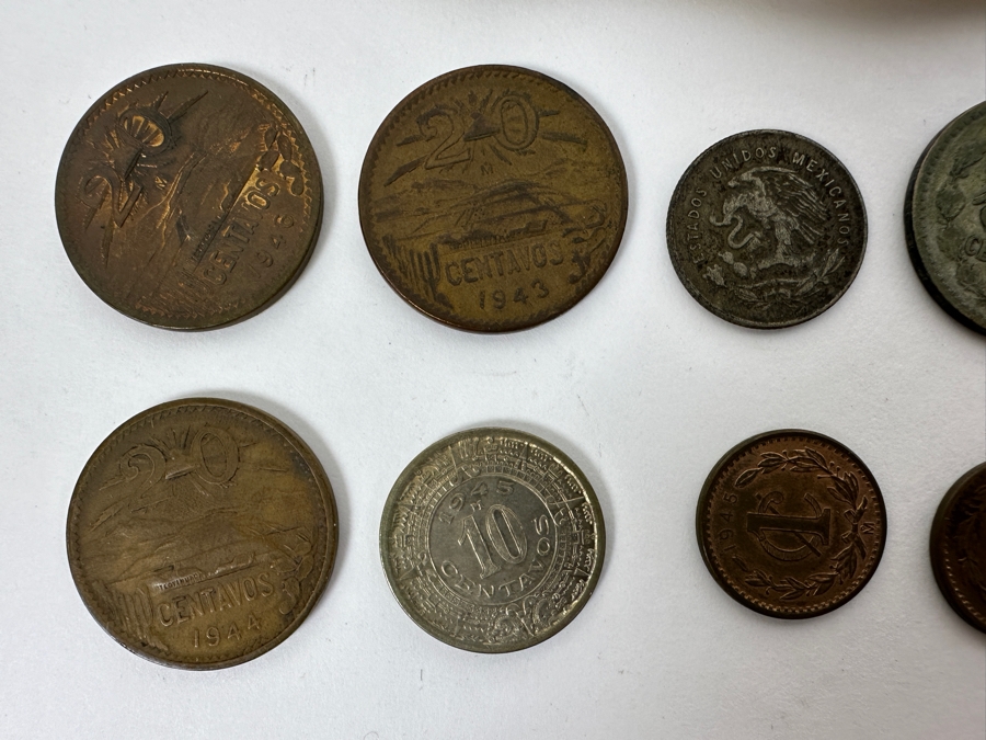Antique 1913 Bank Of Chihuahua Mexico 5 Peso Banknote Currency Plus Mexican Coins Including Some Silver Coins [Photo 9]