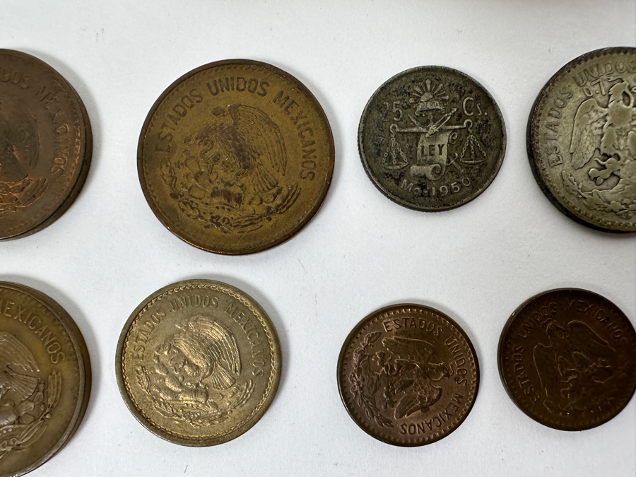 Antique 1913 Bank Of Chihuahua Mexico 5 Peso Banknote Currency Plus Mexican Coins Including Some Silver Coins [Photo 7]