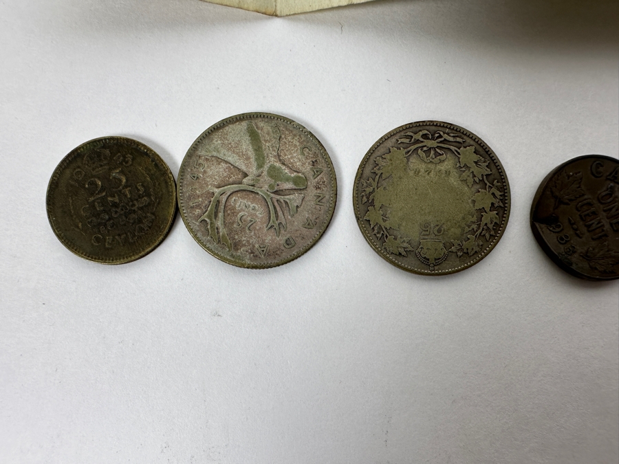 1937 Canadian One Dollar Banknote Currency Featuring King George VI Plus Canadian Coins [Photo 9]