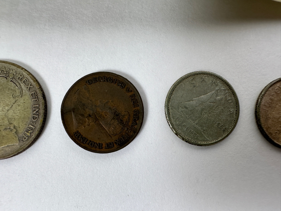 1937 Canadian One Dollar Banknote Currency Featuring King George VI Plus Canadian Coins [Photo 7]