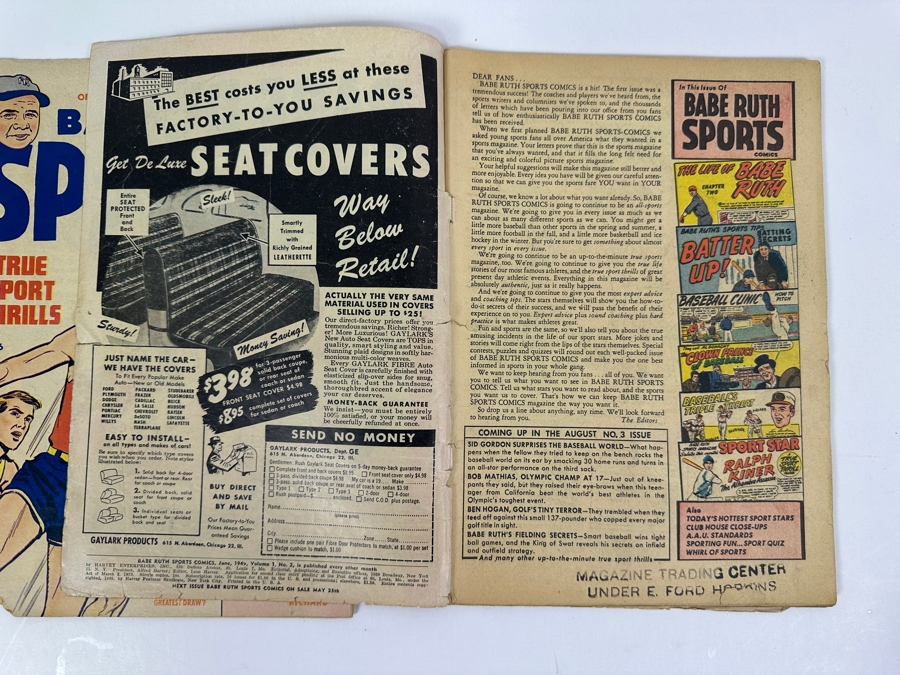 Pair Of Harvey Comics Low Grade Babe Ruth Sports Comic Books Issue #2 & #6 Vintage 1949 & 1950 10 Cent Comic Books [Photo 9]