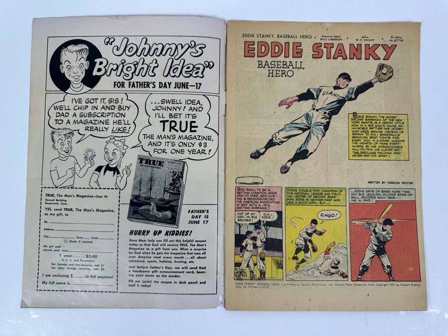 Fawcett Publication Comics Eddie Stanky Baseball Hero Comic Book Vintage 1951 10 Cent Comic Book [Photo 3]