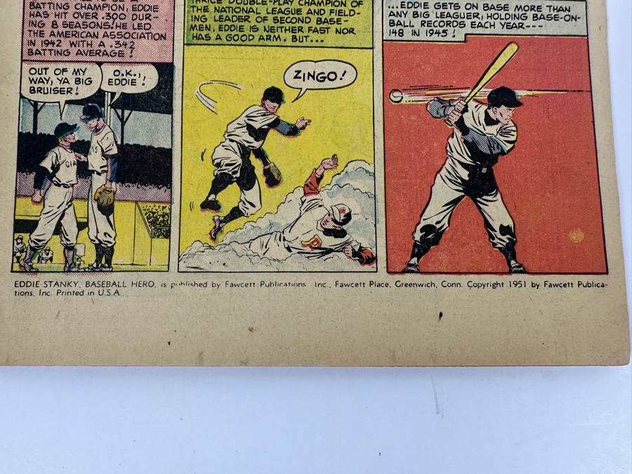 Fawcett Publication Comics Eddie Stanky Baseball Hero Comic Book Vintage 1951 10 Cent Comic Book [Photo 5]