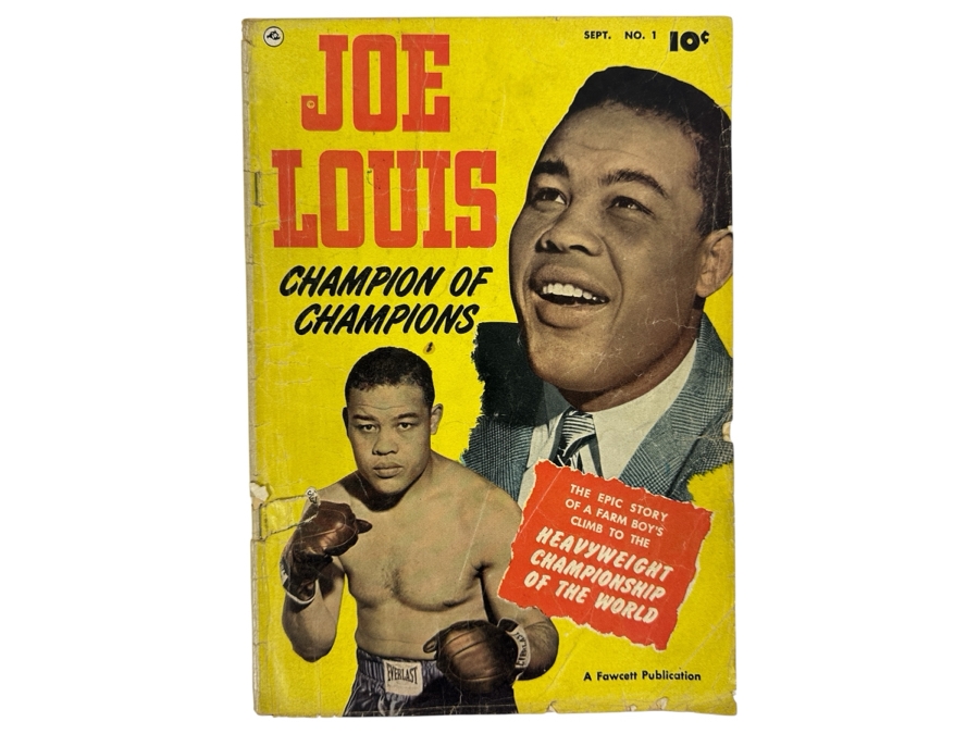 Fawcett Publication Comics Low Grade Joe Louis Champion Of Champions Boxing Legend #1 Comic Book Vintage 1950 10 Cent Comic Book With Damaged Front & Back Cover [Photo 1]