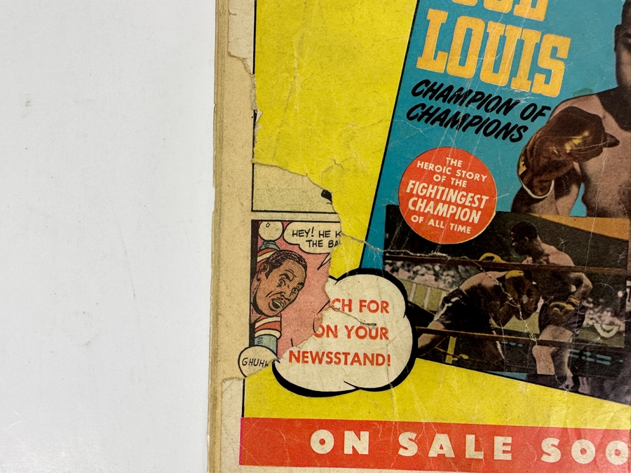 Fawcett Publication Comics Low Grade Joe Louis Champion Of Champions Boxing Legend #1 Comic Book Vintage 1950 10 Cent Comic Book With Damaged Front & Back Cover [Photo 5]