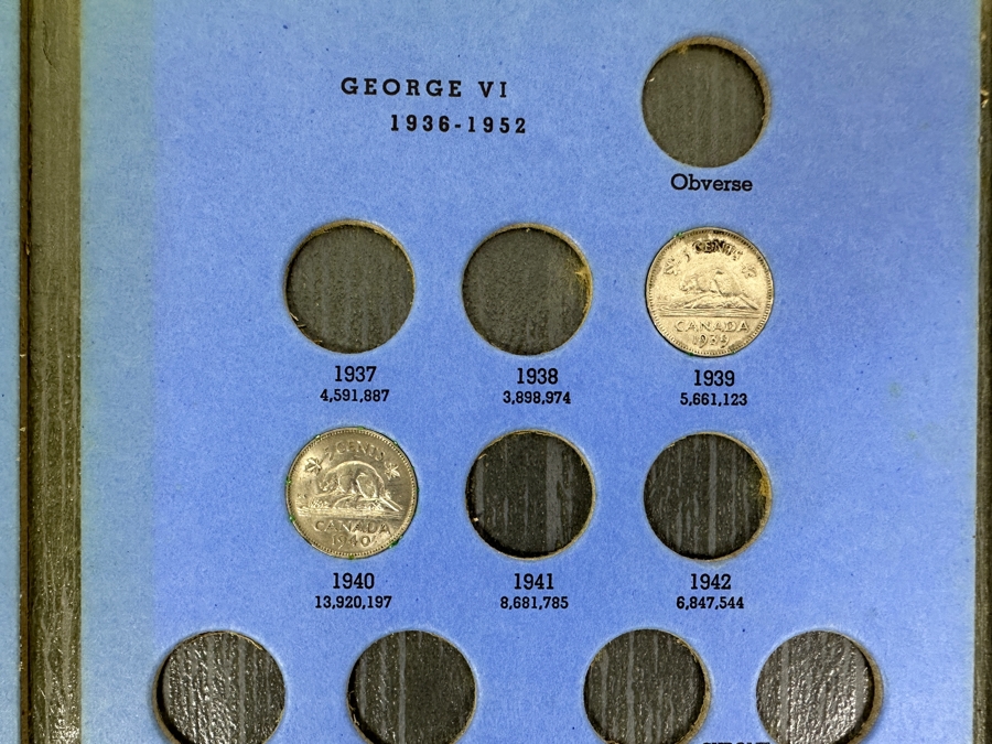 (6) Canadian Nickels George V 1922-1953 And (1) 1919 Canadian Silver 5 Cent Piece [Photo 4]