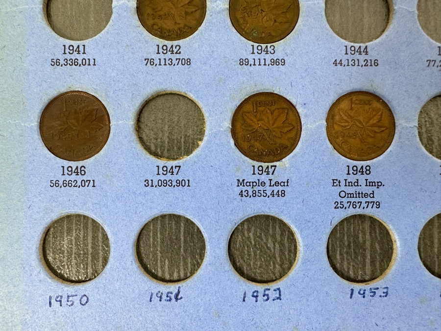 (11) Canadian Small Cents 1929-1956 & (1) 1916 Canadian Large Cents [Photo 5]