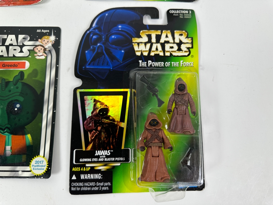 (3) Vintage Star Wars Action Figures: Luke Skywalker, Princess Leia Organa, Jawas & (1) Greedo Plush All Still In Original Blister Packs [Photo 4]