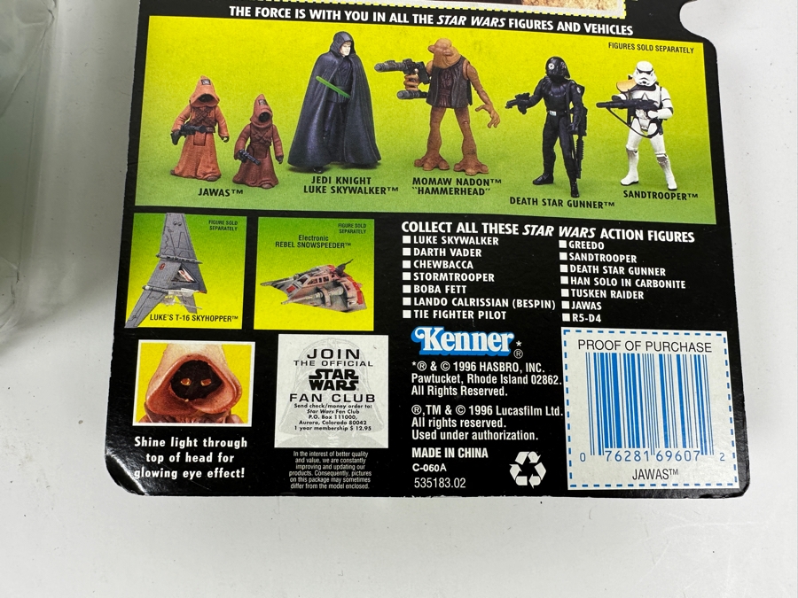 (3) Vintage Star Wars Action Figures: Luke Skywalker, Princess Leia Organa, Jawas & (1) Greedo Plush All Still In Original Blister Packs [Photo 8]