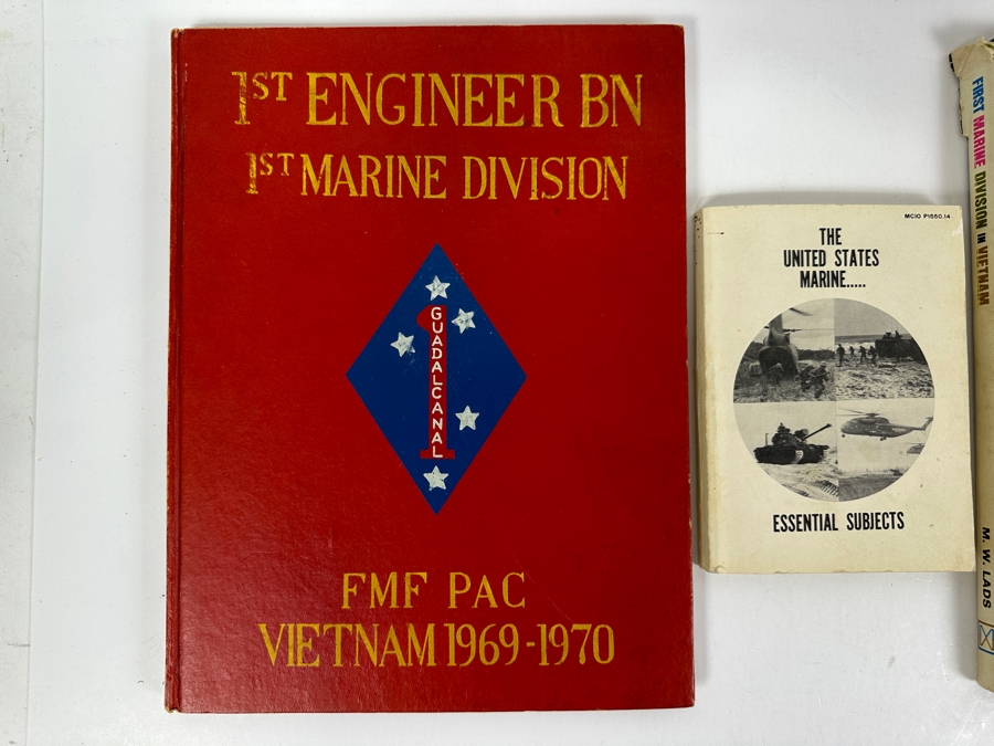 Pair Of First Marine Division In Vietnam Guadalcanal Hardcover Books 1967 & 1969-1970 & The United States Marine Essential Subjects Book [Photo 2]