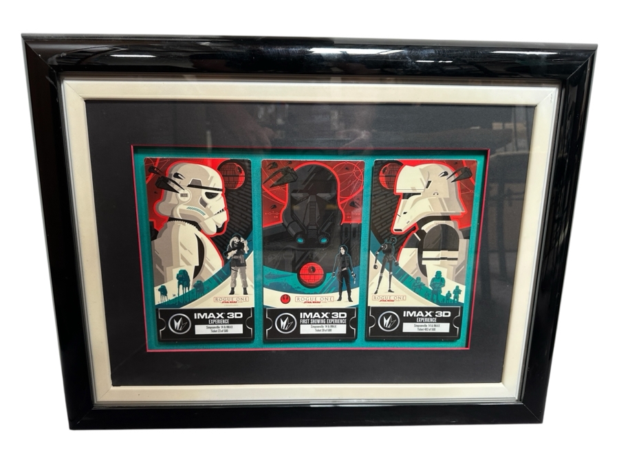 Professionally Shadowbox Framed (3) Star Wars Rogue One IMAX 3D Movie Theater Limited Edition Tickets Limited To 500 Tickets Each 21W X 16H [Photo 2]
