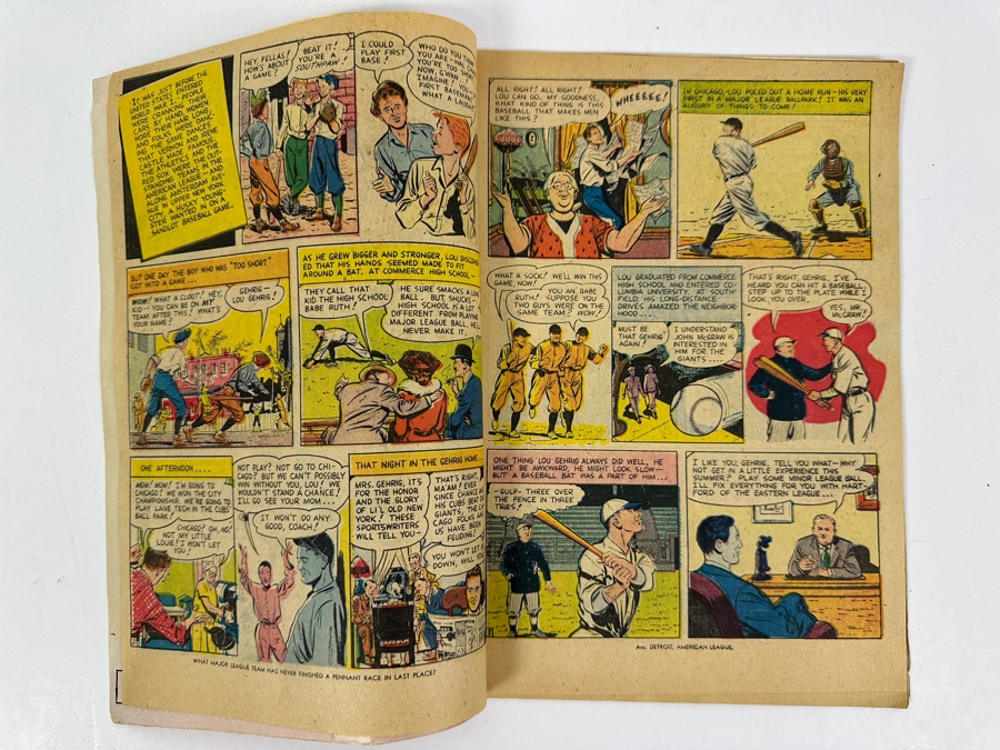 Magazine Enterprises Vintage 1949 The Pride Of The Yankees: The Life Of Lou Gehrig 10 Cent Comic Book Estimate $100-$200 [Photo 9]