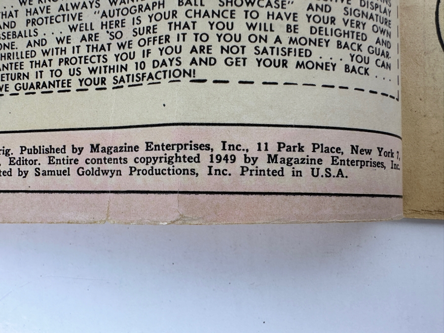 Magazine Enterprises Vintage 1949 The Pride Of The Yankees: The Life Of Lou Gehrig 10 Cent Comic Book Estimate $100-$200 [Photo 8]