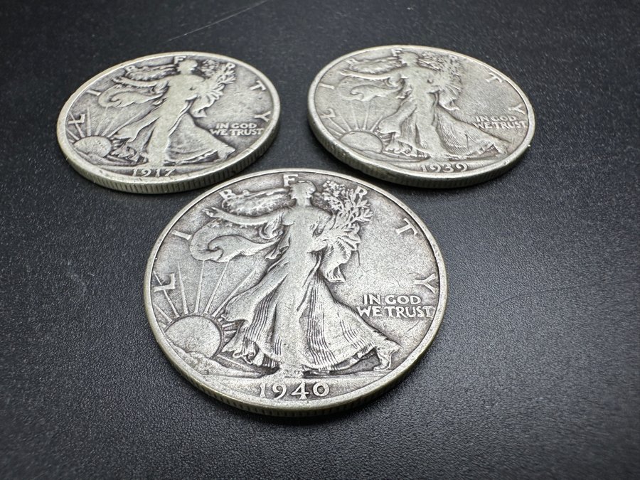 Just Added - (3) Standing Walking Liberty Silver Half Dollars: 1917, 1939 & 1940 S [Photo 5]
