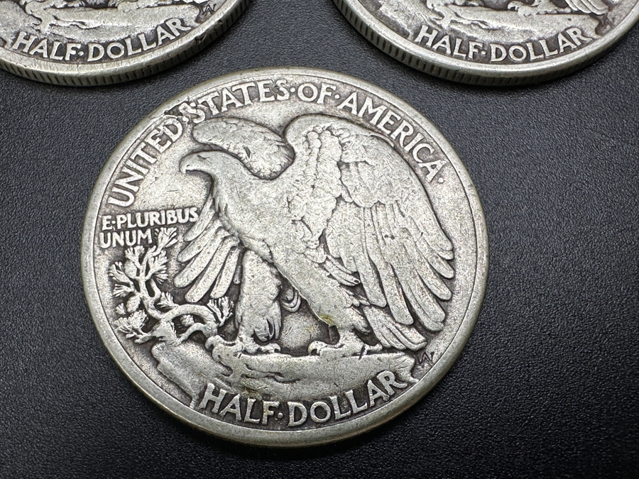 Just Added - (3) Standing Walking Liberty Silver Half Dollars: 1941, (2) 1942 [Photo 9]