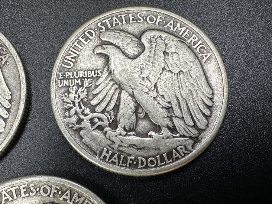 Just Added - (3) Standing Walking Liberty Silver Half Dollars: 1941, (2) 1942 [Photo 8]