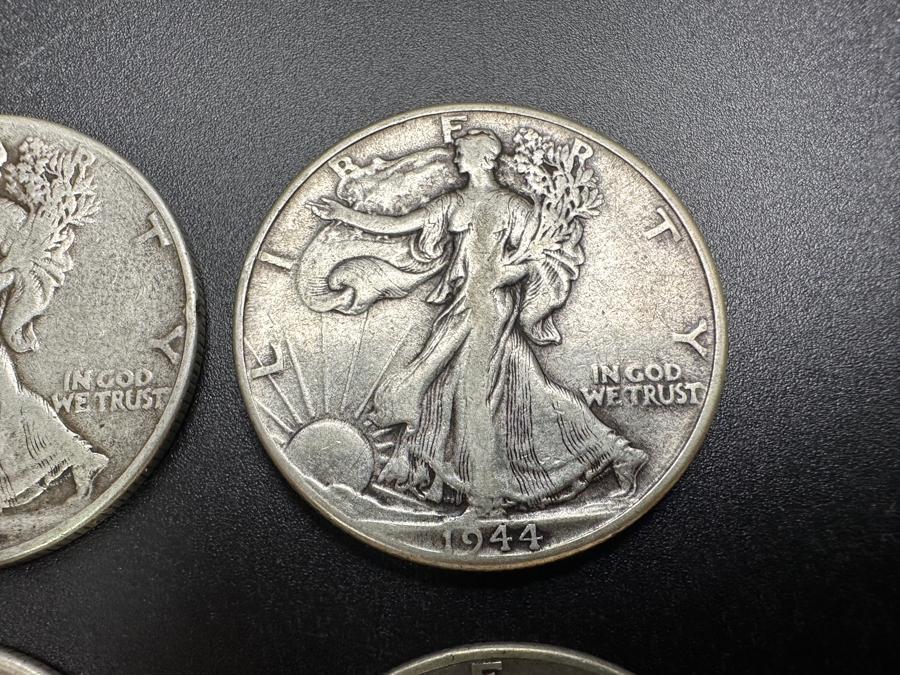 Just Added - (4) Standing Walking Liberty Silver Half Dollars: (3) 1944, (1) 1945 [Photo 3]