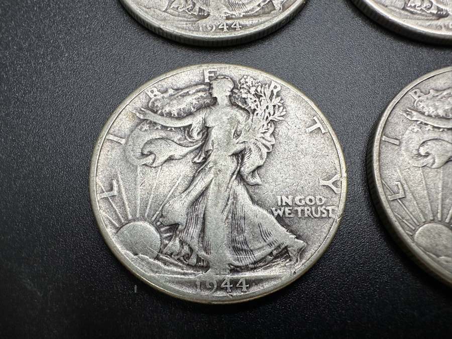 Just Added - (4) Standing Walking Liberty Silver Half Dollars: (3) 1944, (1) 1945 [Photo 4]