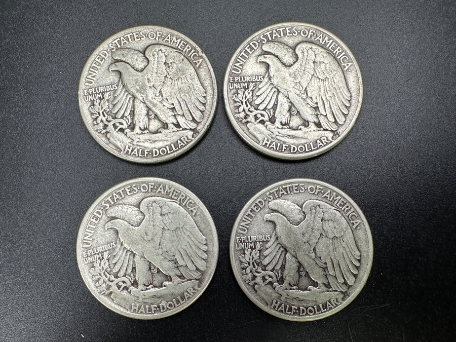 Just Added - (4) Standing Walking Liberty Silver Half Dollars: (3) 1944, (1) 1945 [Photo 7]