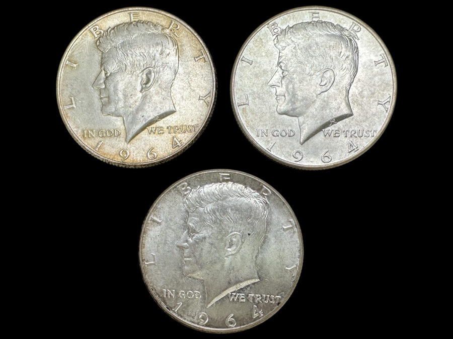 Just Added - (3) 1964 Silver Kennedy Half Dollars