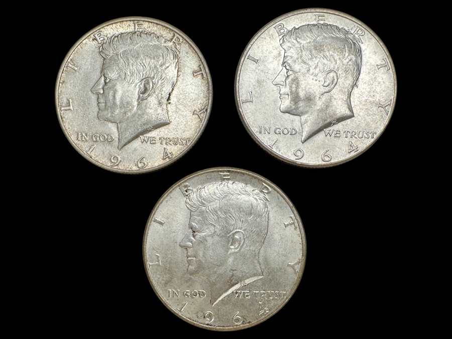 Just Added - (3) 1964 Silver Kennedy Half Dollars