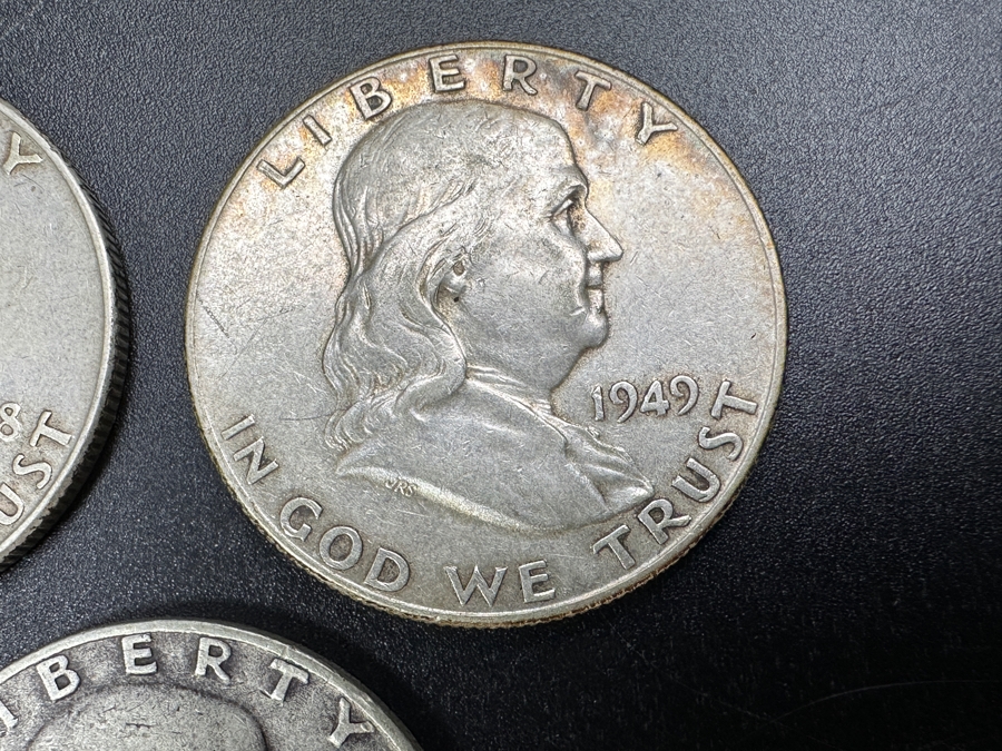 Just Added - (3) Silver Franklin Half Dollars: (1) 1948, (1) 1949 & (1) 1951 [Photo 3]